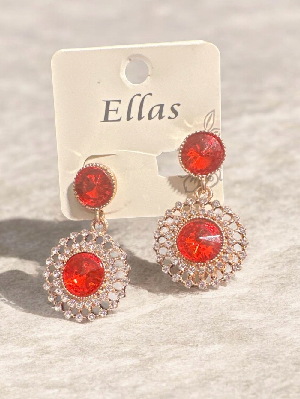 Ella Red Crystal Drop Earrings - Gold-Tone
575
